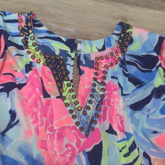 Lilly Pulitzer High Tide Navy Tropicolada Ariele Romper Size XS Xsmall - Picture 4 of 6